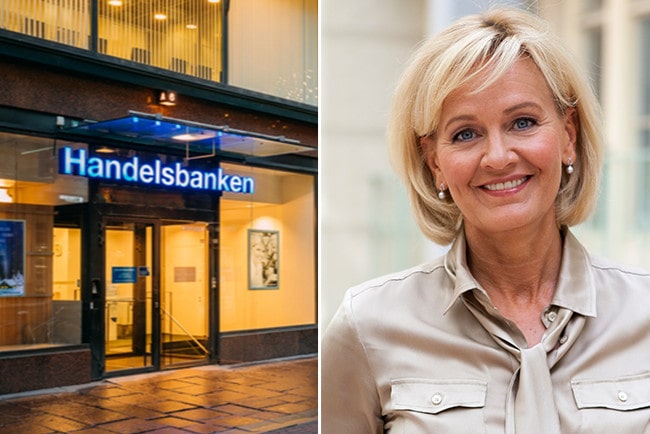 Kollage Handelsbanken kontor och Handelsbankens koncernchef Carina Åkerström