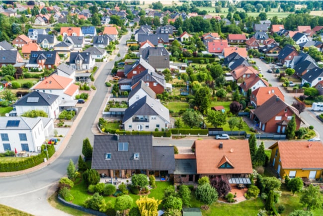 flygfoto över villaområde i tyskland